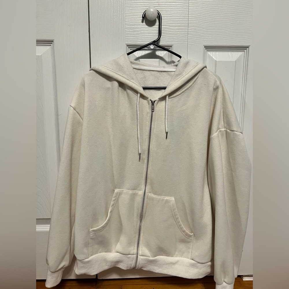 cream off whitish oversized zip up